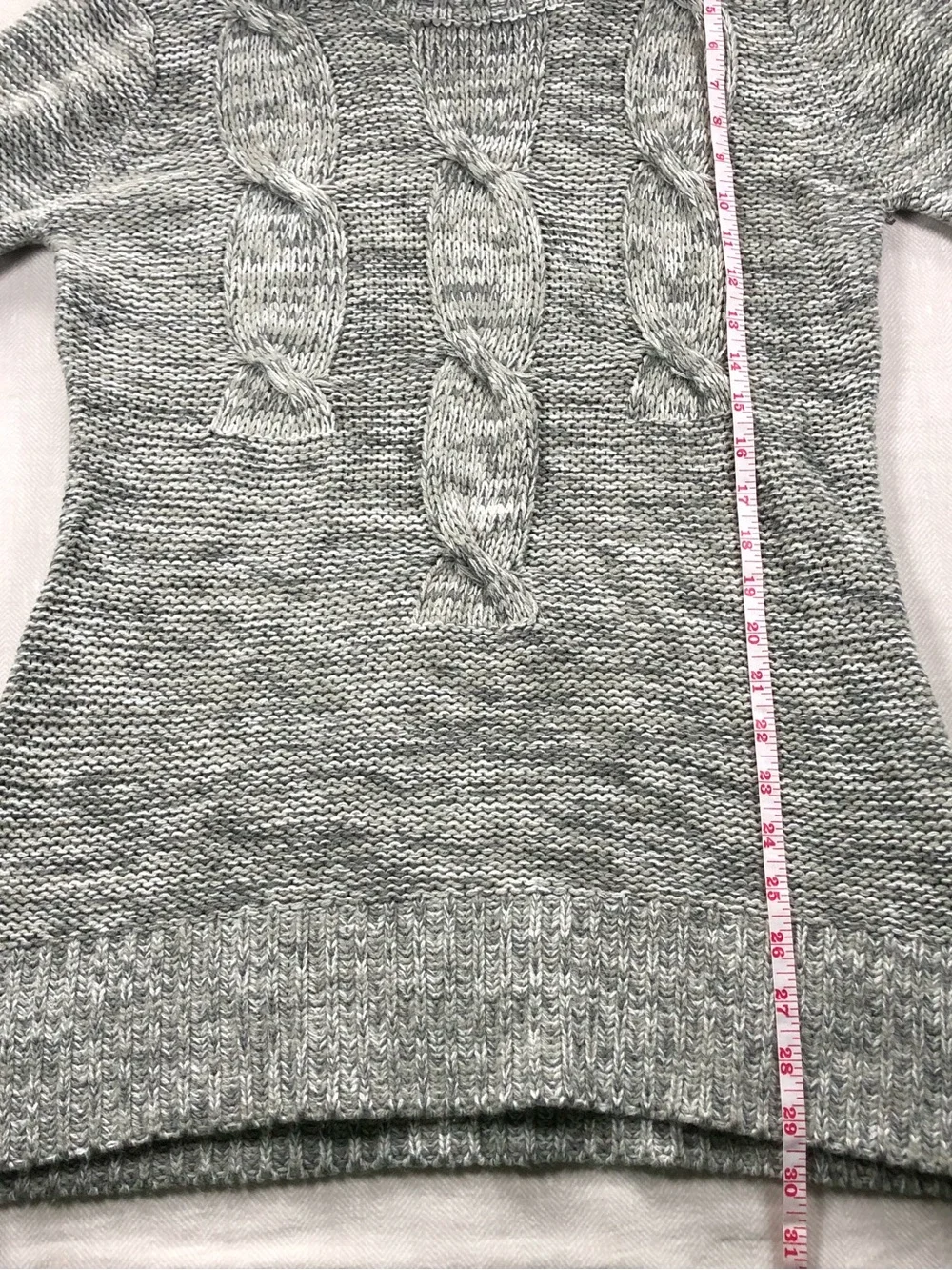Carolyn Taylor Cable Knit Sweater M Women’s Gray Marled Cowl Neck